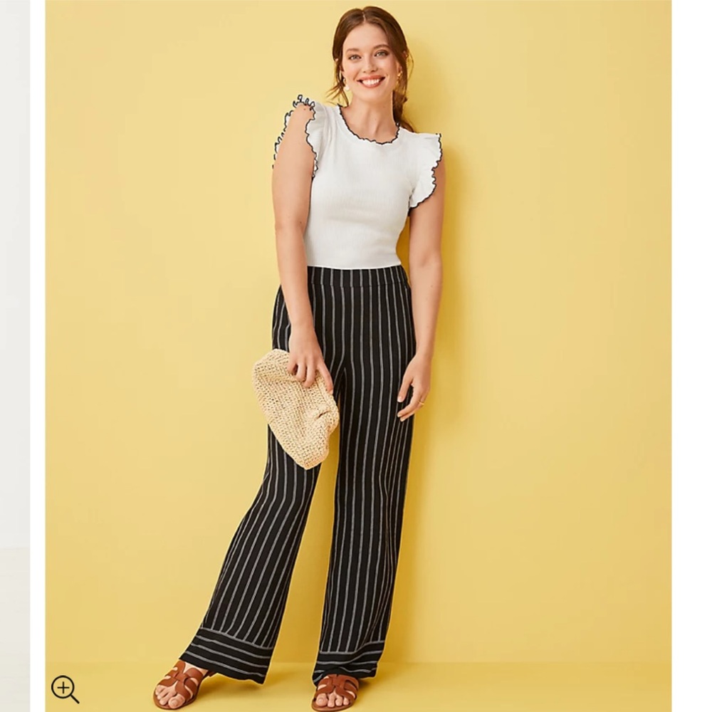 LOFT Tall Fluid Wide Leg Pants in Striped Crepe